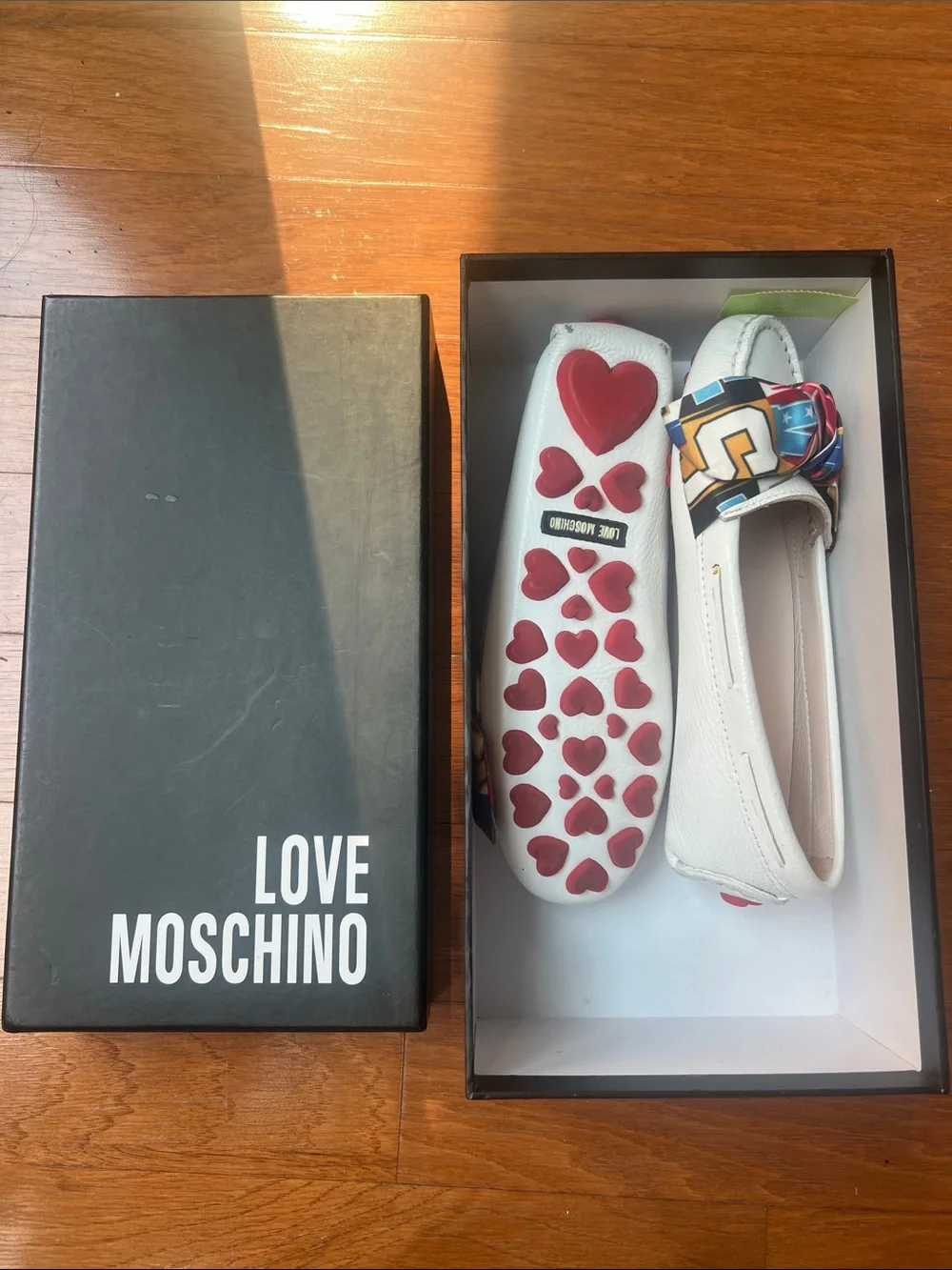 Love Moschino White Heart-Detail Slip-On Shoes